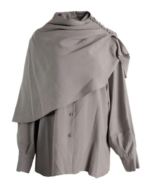 Camicia Con Colletto Drappeggiato di Magda Butrym in Gray