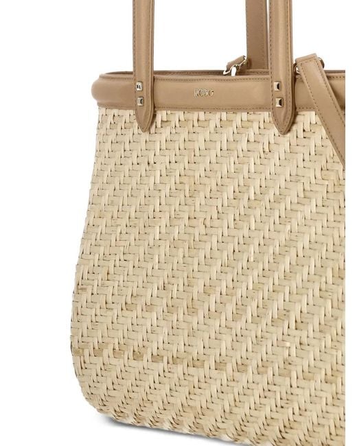 Rodo Natural Top Handle Wicker Tote Bag