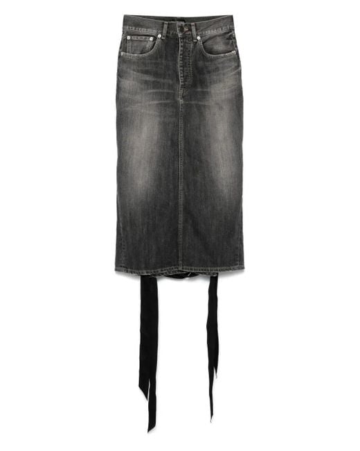 Balenciaga Black Lace-Up Denim Skirt