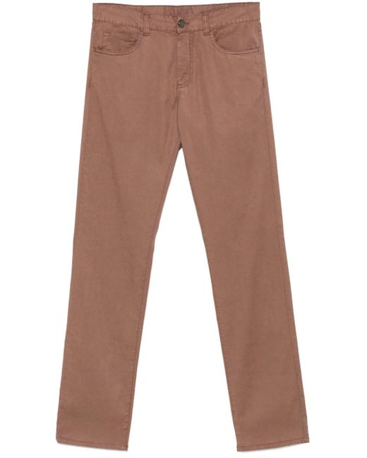 Canali Brown Twill Trousers for men