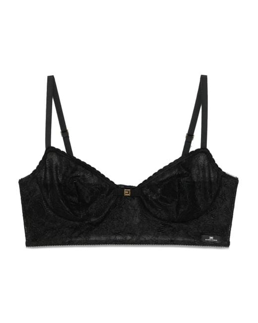 Elisabetta Franchi リボンディテール レースブラ Black