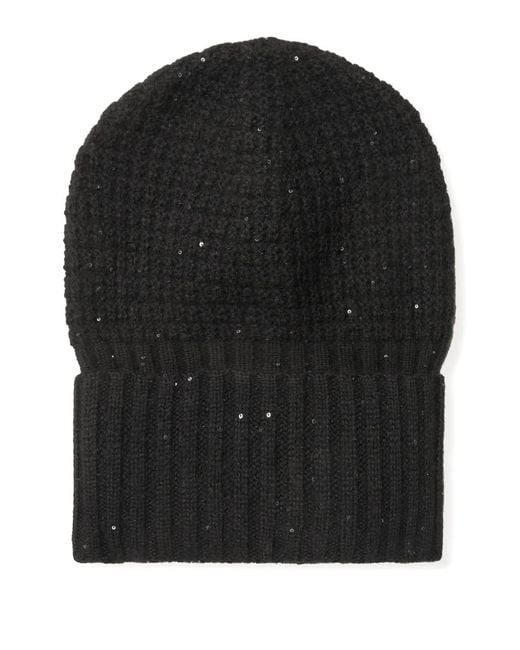 Fabiana Filippi Black Ribbed Beanie Hat