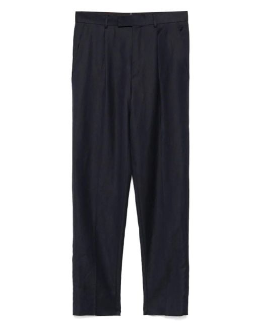Zegna Blue Pleat-Detail Trousers for men