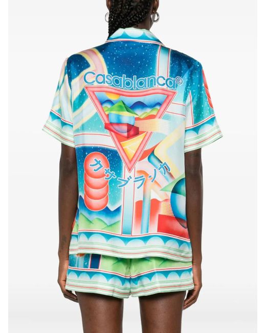 Casablanca Blue Printed Silk Shirt