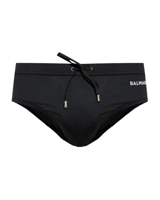 メンズ Balmain ロゴ ブリーフ水着 Black