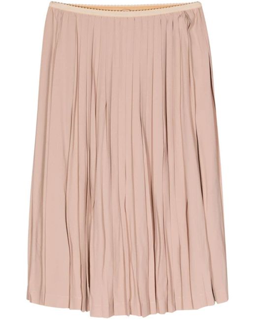N°21 Pink High-waisted Pleated Midi Skirt