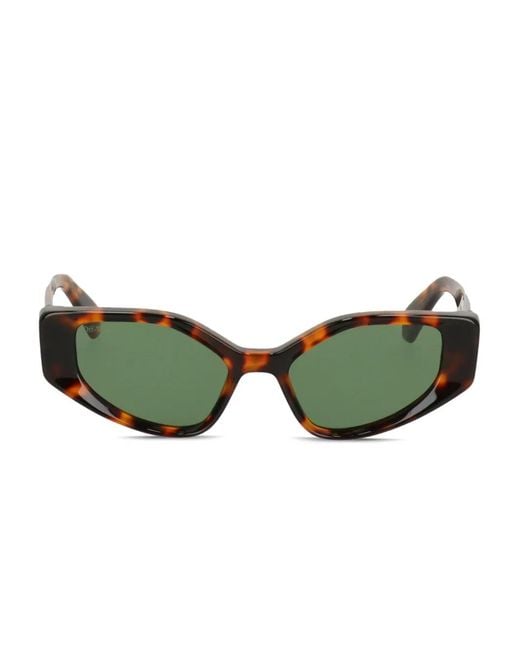 Off-White c/o Virgil Abloh Green Tortoiseshell Geometric-Frame Sunglasses