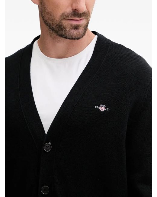 Gant Black Logo Button Cardigan for men