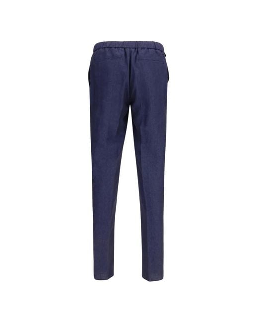Gi Capri Blue Drawstring Linen Trousers for men