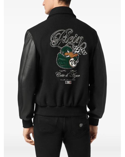 メンズ Philipp Plein Coster College Pp Ducks ボンバージャケット Black