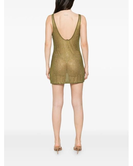 VENUJA Green Malibu Crystal-Embellished Mesh Mini Dress