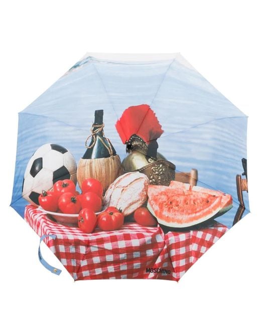 Moschino Blue Graphic-Print Umbrella