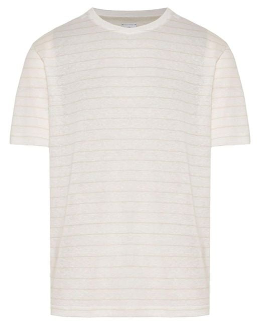 Eleventy White Striped Crew-neck T-shirt for men