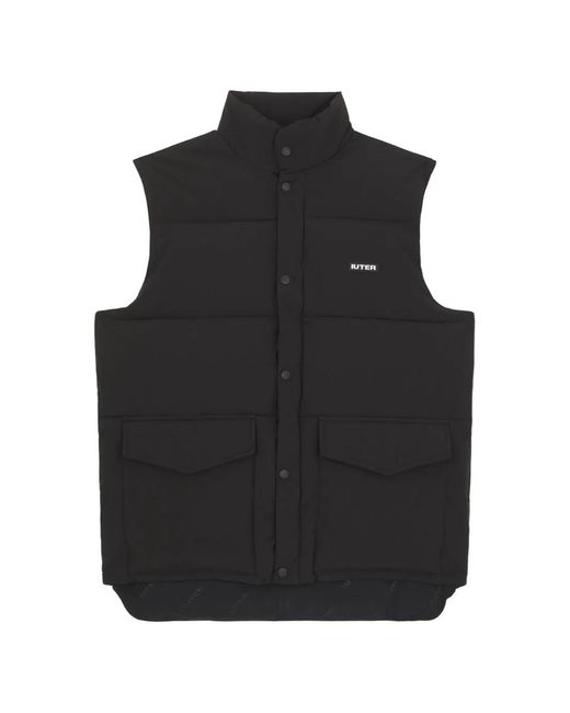 Iuter Black Button-Up Puff Vest for men