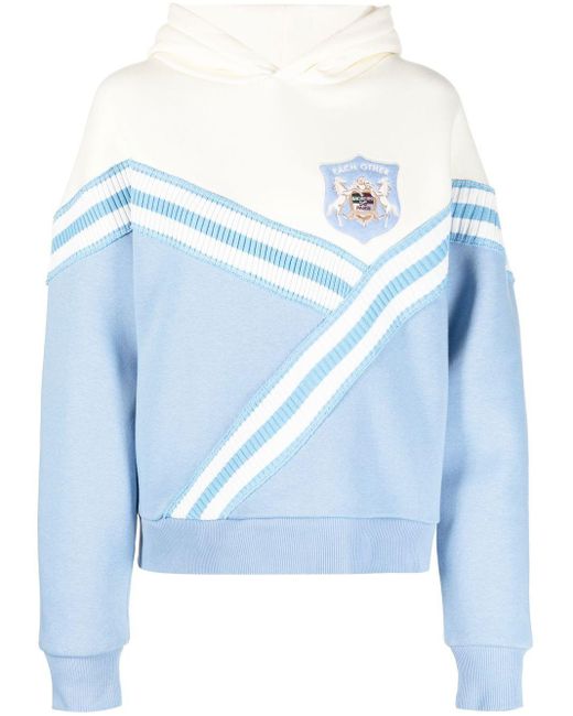Each x Other Blue College-patch Striped Hoodie
