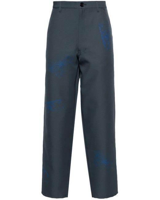 Comme des Garçons Blue Spray-paint Wide-leg Trousers for men