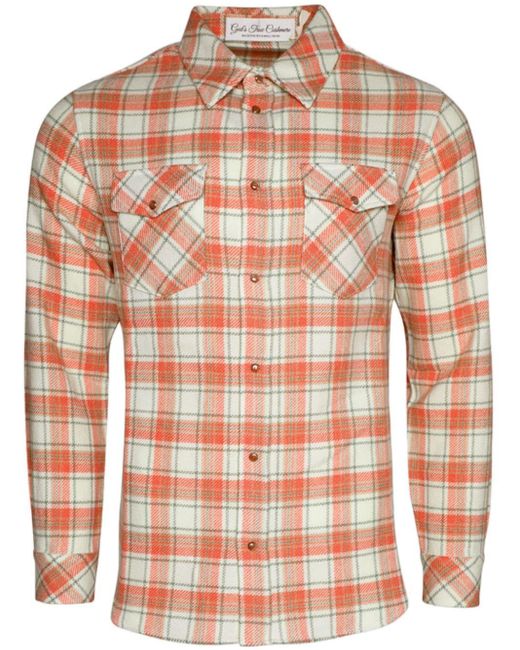 God's True Cashmere Red Tartan-check Cashmere Shirt for men