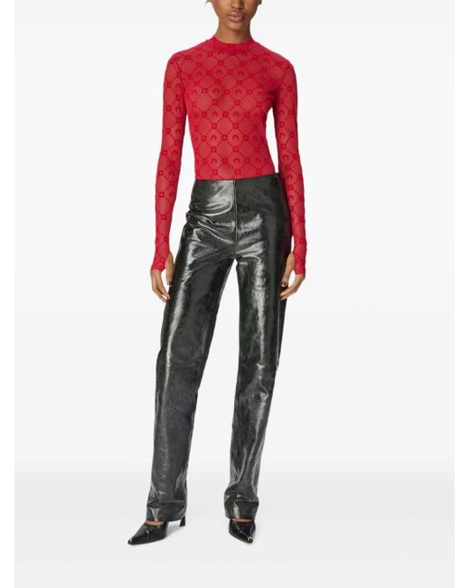 MARINE SERRE Red Moonogram High-Neck Top
