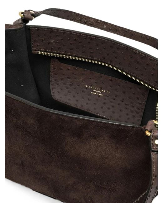 Gianni Chiarini Brown Bloom Suede Shoulder Bag
