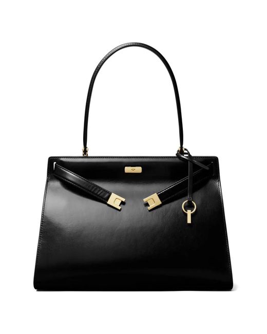 Tory Burch Black Classic Lee Radziwill Tote Bag