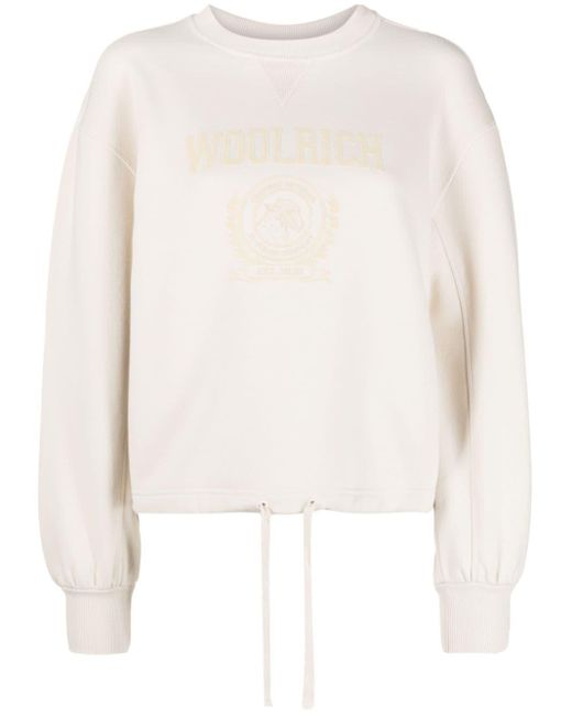 Woolrich White Logo-flocked Sweatshirt