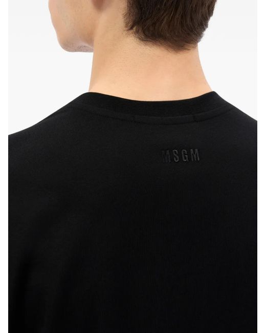 MSGM Black Graphic-Print T-Shirt for men