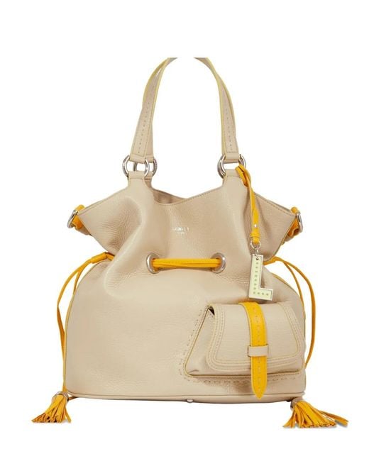 Lancel Natural Drawstring Bucket Bag