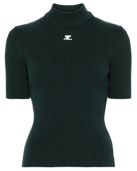 Courreges Green Reedition Logo-patch Knitted Top