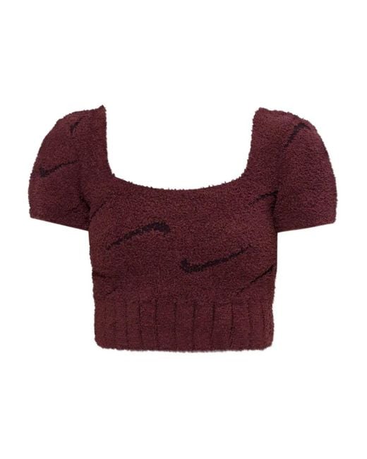 Nike Red Phoenix Bouclé Square-Neck Top