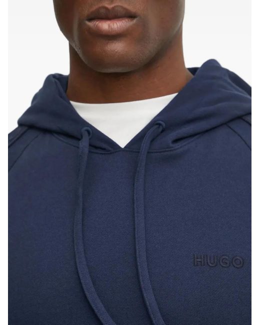 HUGO Blue Logo-Embroidered Hoodie for men