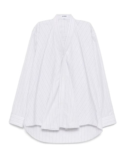 Hed Mayner White Striped Shirt for men
