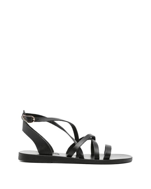 Ancient Greek Sandals White "Delia" Flat Sandals