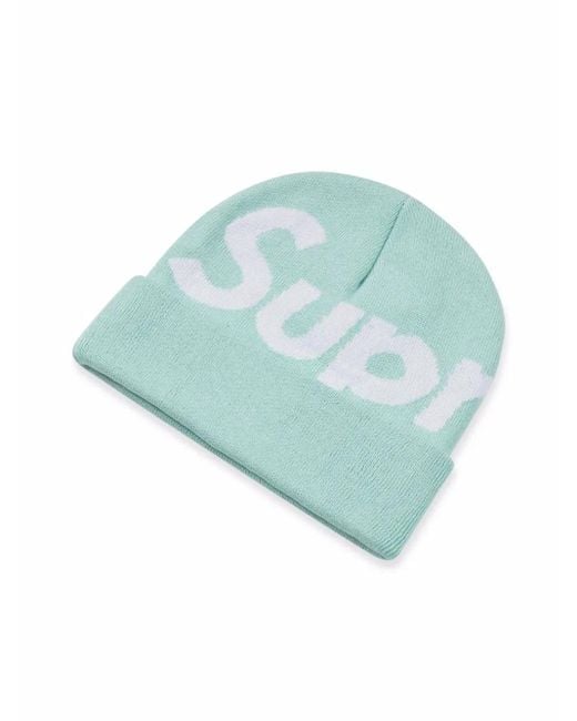 Supreme Green Big Logo Knitted Beanie