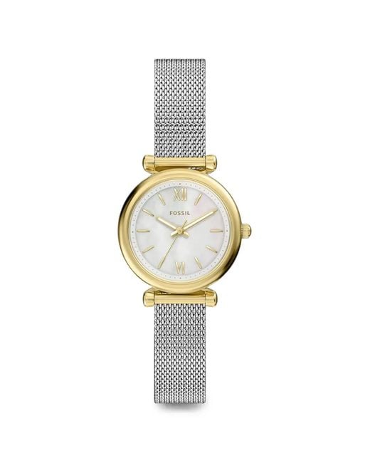 Fossil White Carlie Mesh 28Mm Watch