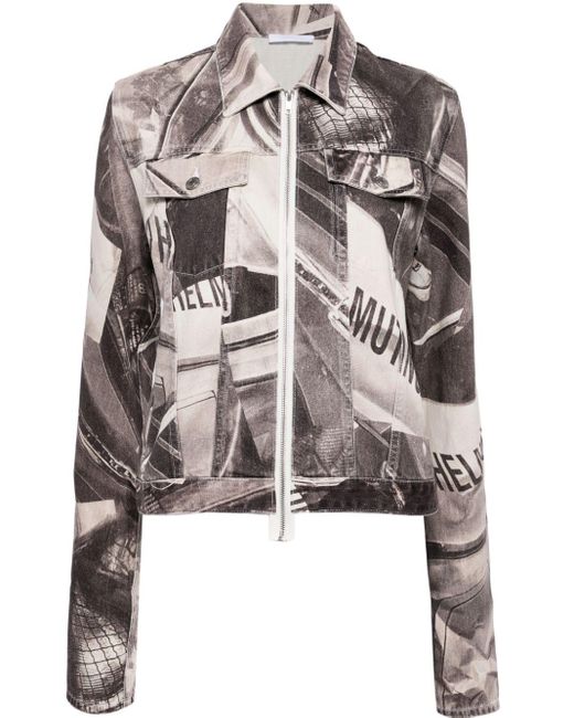 Helmut Lang Black Graphic-print Zip-up Jacket