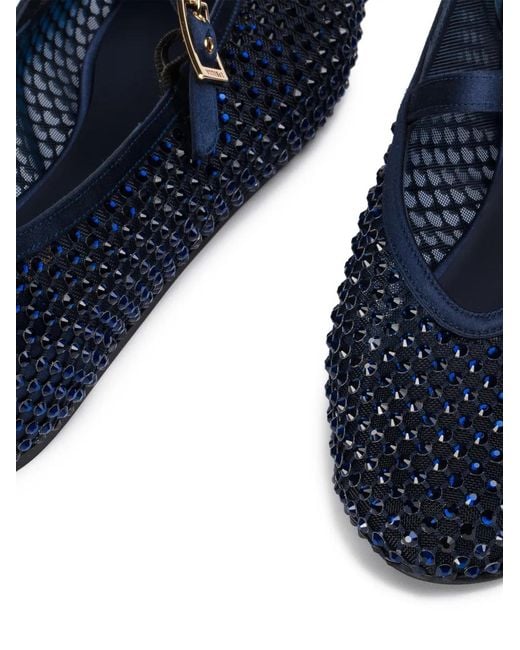 Le Silla Blue Gilda Crystal-Embellished Ballerina Shoes