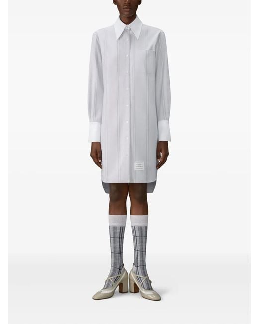Thom Browne Striped Mini Dress in White | Lyst
