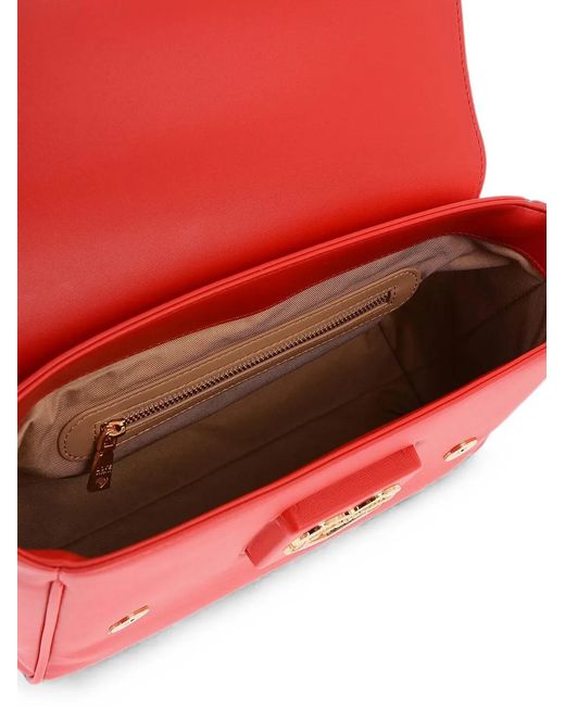 Moschino Red Logo-Plaque Shoulder Bag