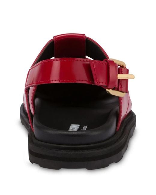 Moschino Red Brushed Calf Sandals