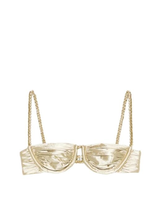 Isa Boulder Natural Ruched Weave Bikini Top