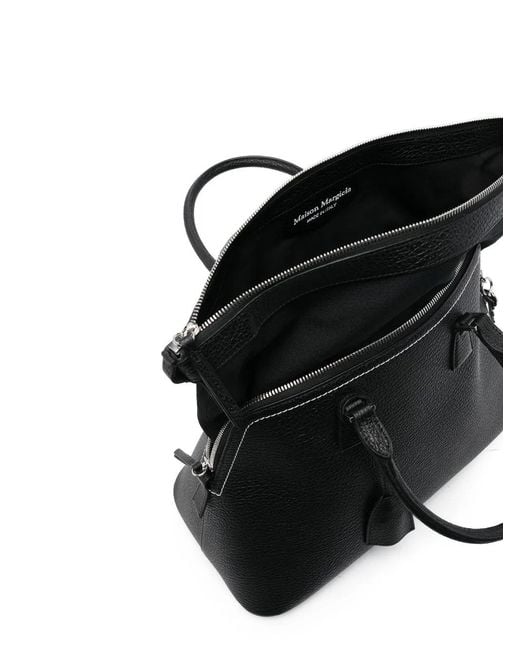 Maison Margiela Black Multi-Pocket Leather Tote Bag