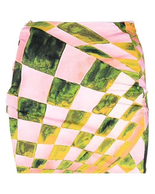 Louisa Ballou Pink Coastline Abstract-Print Miniskirt