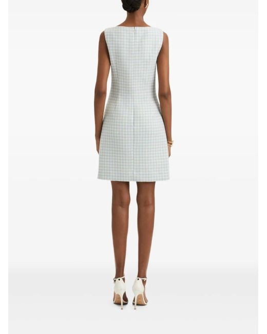 Oscar de la Renta White Tweed-Minikleid mit Vichy-Karo
