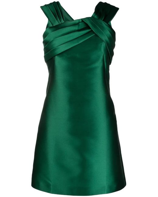 Alberta Ferretti Green Pleated Mikado Minidress