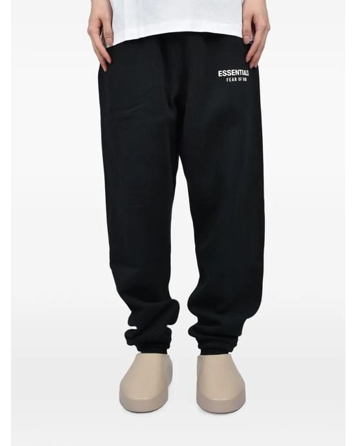 Essentials Black Logo-Print Track Pants for men
