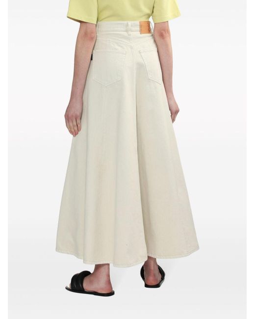 Haikure White Fluted Twill Skirt