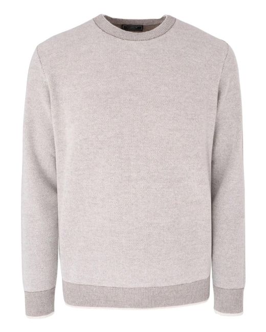 Peserico Natural Ribbed Trim Sweater for men