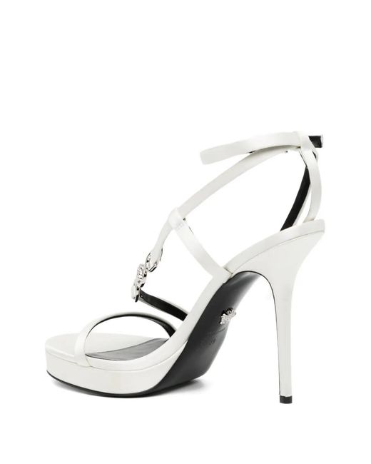 Versace White Sandales Medusa '95 En Satin