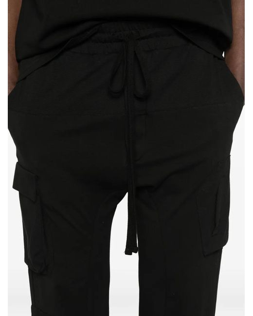 Thom Krom Black Cargo Drawstring Trousers for men