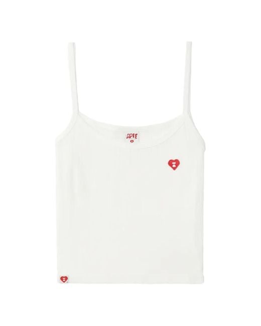 A Bathing Ape White Heart Ribbed Tank Top